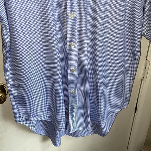 TM LEWIN Blue Gingham Short Sleeve Shirt-15.5/34.5 - Picture 4 of 8